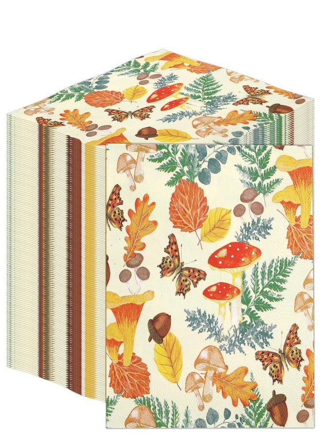 توكينج تيبلز مناديل ورقية للاستخدام مرة واحدة من توكينج تيبلز - ١٠٠ منديل - صنع في الولايات المتحدة الأمريكية - طبقتان - قابلة لإعادة التدوير - مناديل ورقية كبيرة الحجم - مناديل مزخرفة بنقوش خريفية - مناديل عيد الشكر - مناديل حصاد - مناديل فطر الغابة - مناديل عيد الميلاد - Image 1